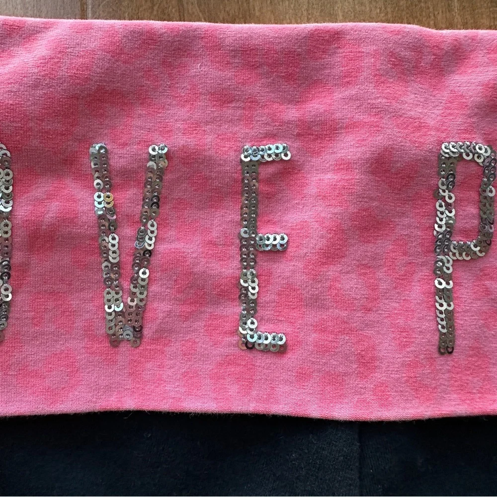 LOVE PINK Sequin Y2K Victoria’s Secret Yoga Shorts, Animal Print Folded Waist - Picture 11 of 12